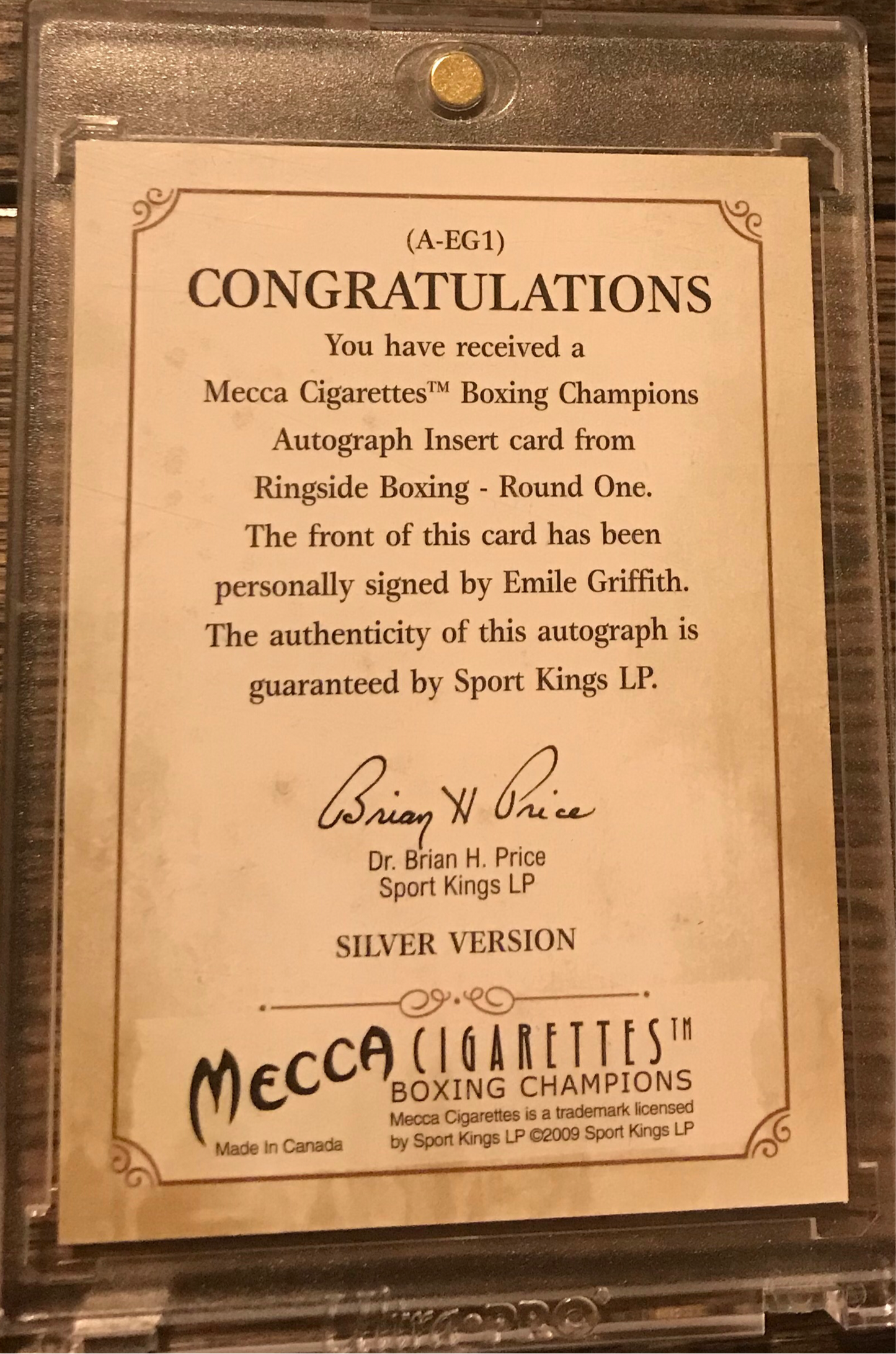 2010 Ringside Boxing Round 1 Emile Griffith Autograph A-EG1 silver version 1 of 90