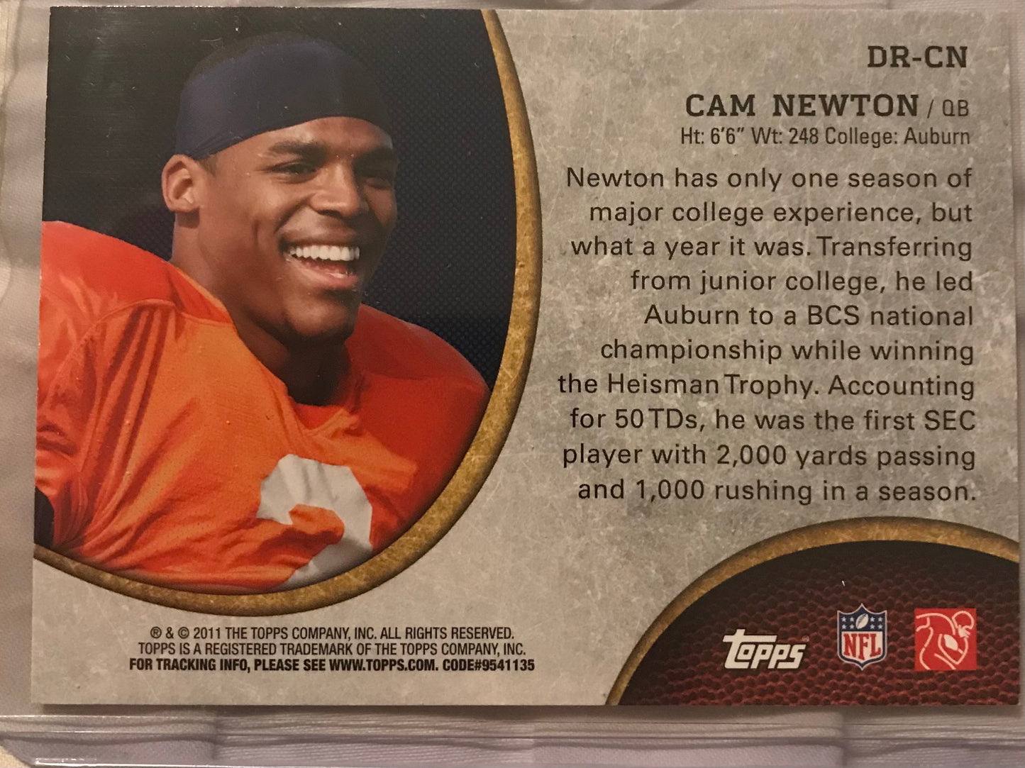 2011 Topps Rising Rookies NFL Draft Cam Newton #DR-CN Rc