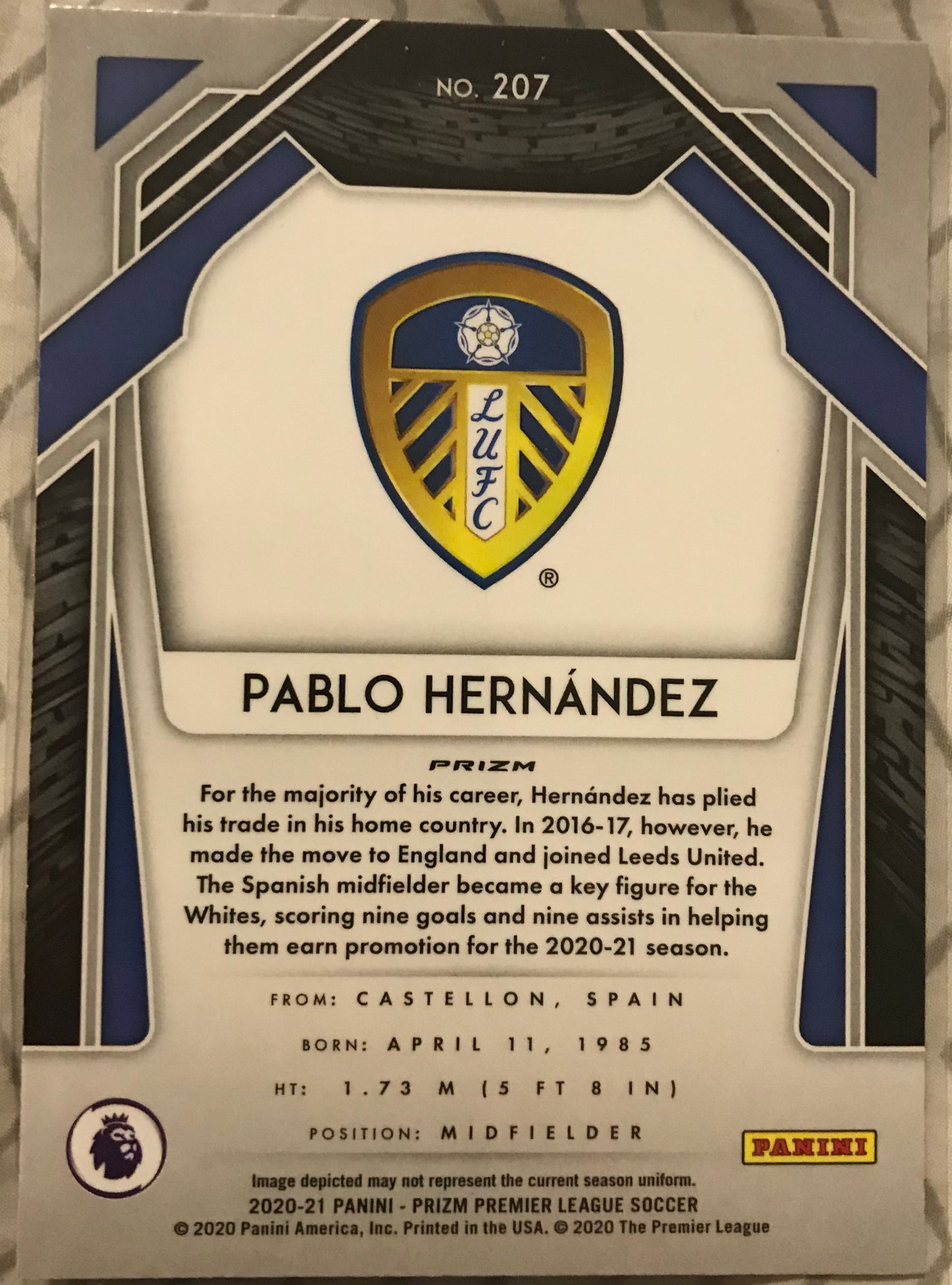 PABLO HERNANDEZ 2020-21 PREMIER LEAGUE SOCCER PRIZM RED CRACKED ICE