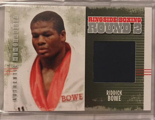 Ringside boxing round 2 Riddick Bowe trunks relic AM-51 /78