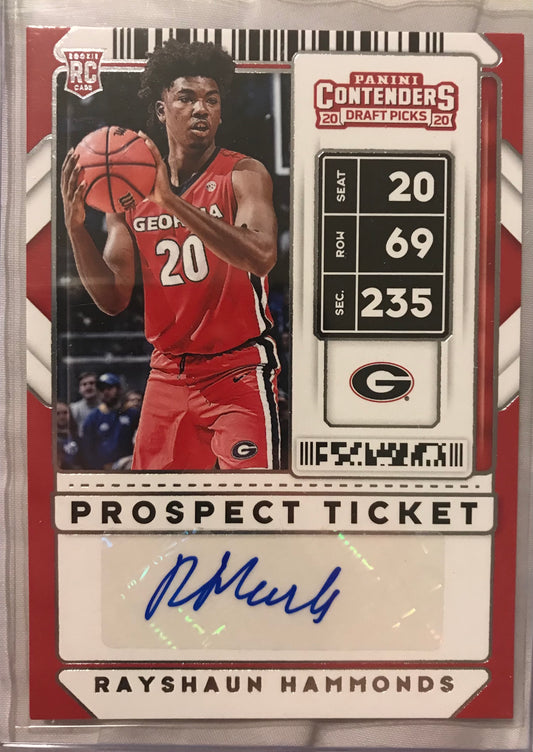 2020-21 Panini Contenders Draft Picks Rayshaun Hammonds auto rookie RC