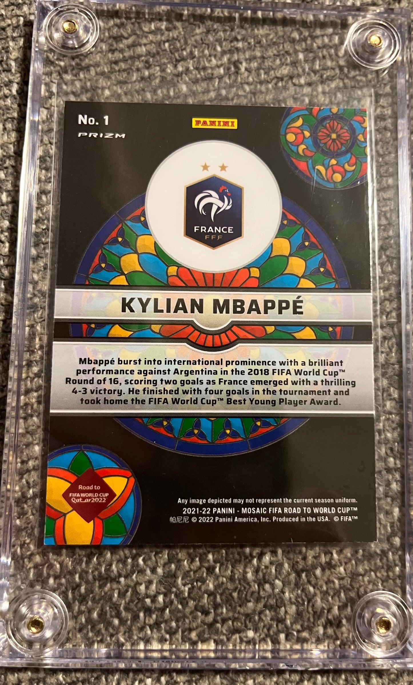 2021-22 Panini Mosaic FIFA Road To World Cup KYLIAN MBAPPE Stained Glass Prizm