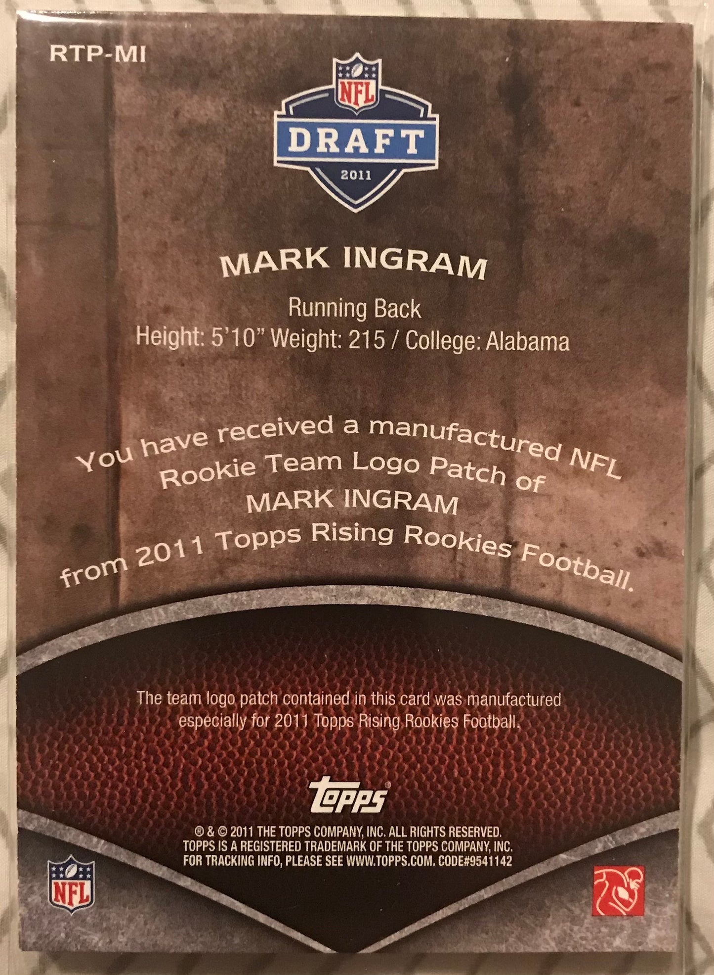 2011 Topps Rising Rookies Rookie rc Miami Dolphins Team Logo /1074 Mark Ingram Patch