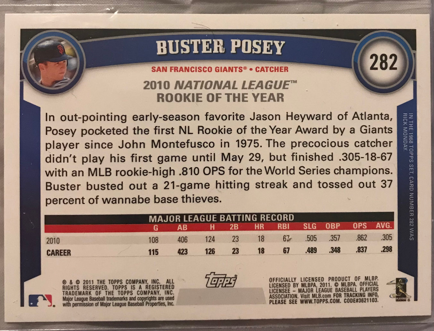 2011 Topps Cognac parallel Buster Posey #282