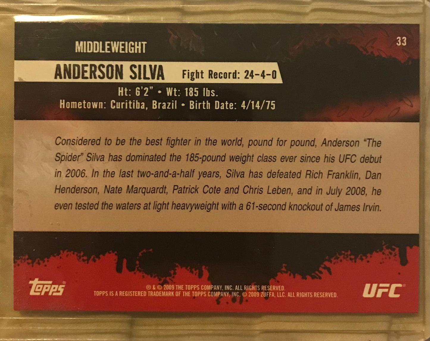Topps UFC 2009 Round 2- Anderson Silva #33