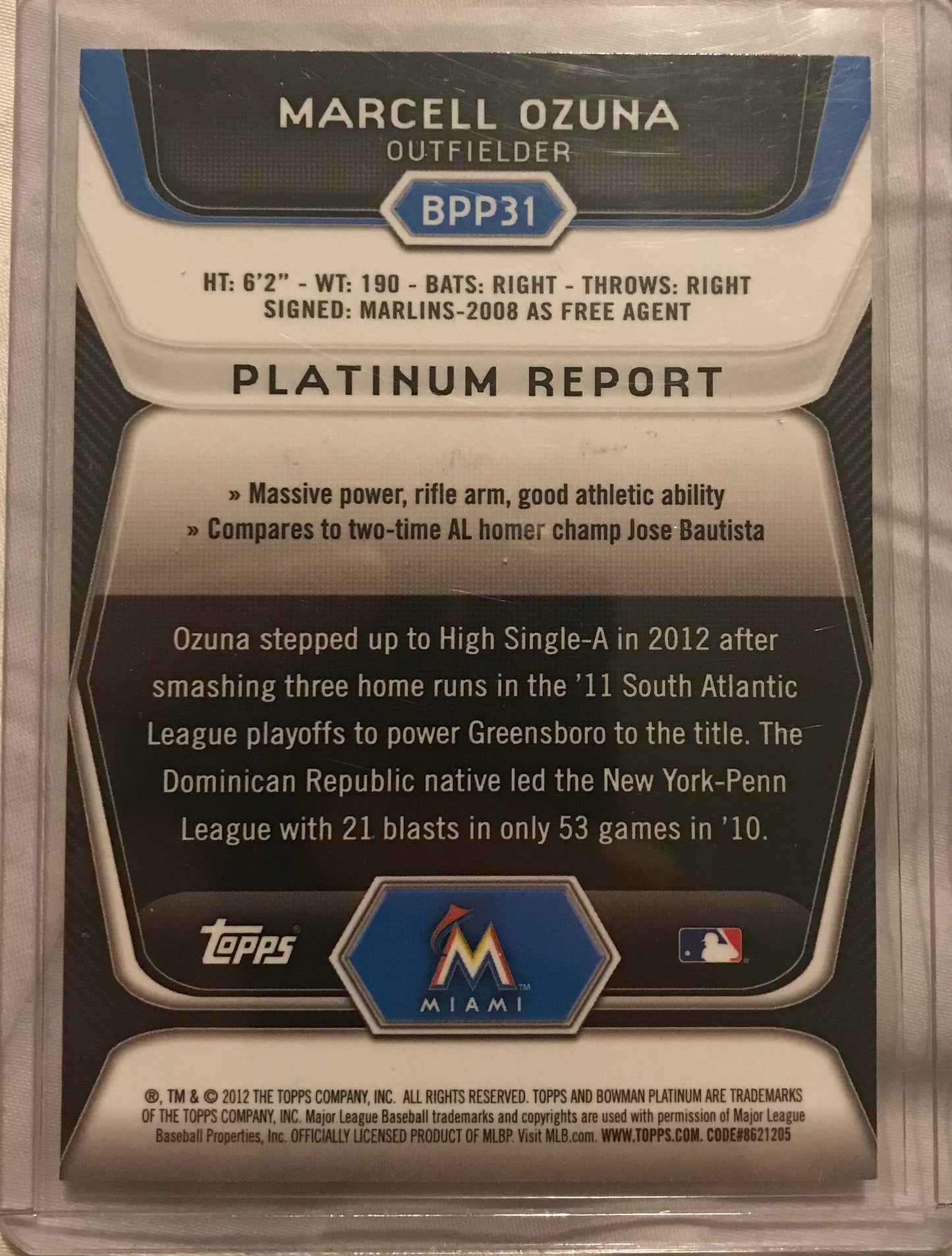 2012 Bowman Platinum Prospects X-Fractor Marcell Ozuna #BPP31
