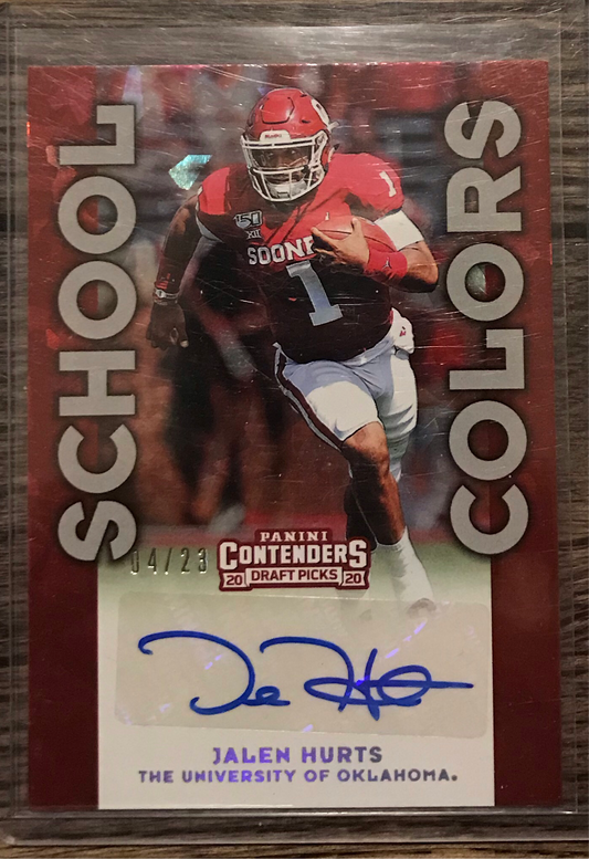 2020 Panini Contenders  Jalen Hurts Draft Picks #15 Rookie Auto Cracked Ice serial #4/23