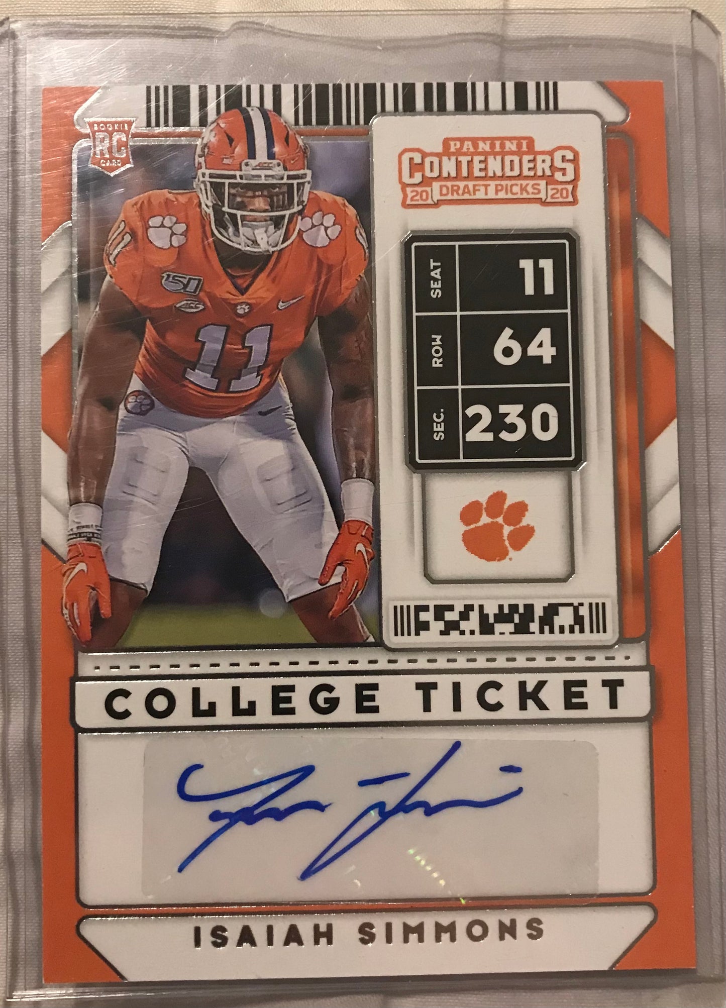 2020 Contenders Draft Picks Isaiah Simmons auto rookie rc