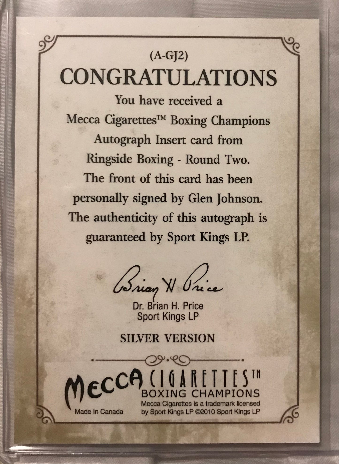 Ringside boxing round 2 Glen Johnson A-GJ2 auto /100