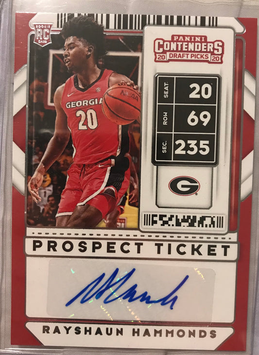 2020-21 Panini Contenders Draft Picks Rayshaun Hammonds auto rookie RC variation