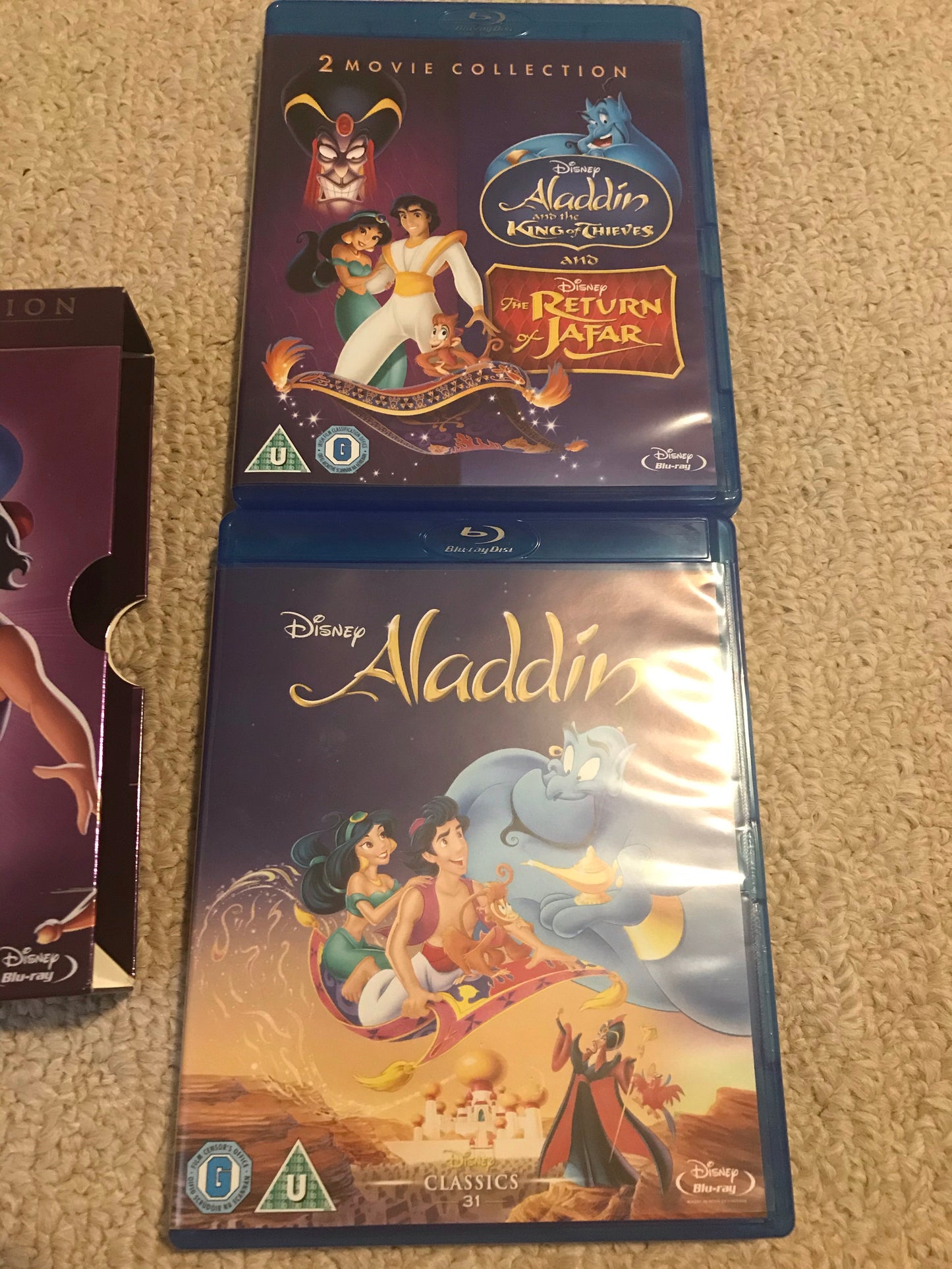 Disney Aladdin blu-ray DVD collection 1 2 3