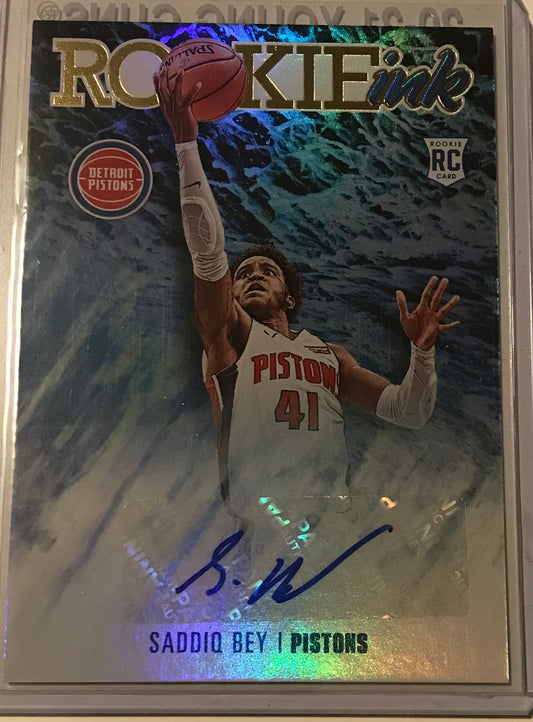 SADDIQ BEY AUTO RC 2020-21 PANINI NBA HOOPS ROOKIE INK AUTOGRAPH SP PISTONS