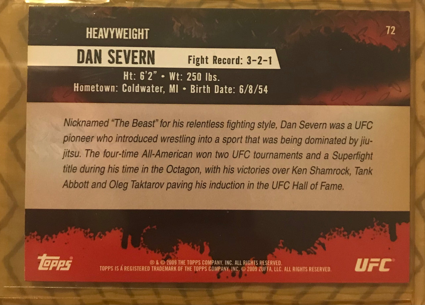 Topps UFC 2009 Round 2- Dan Severn #72