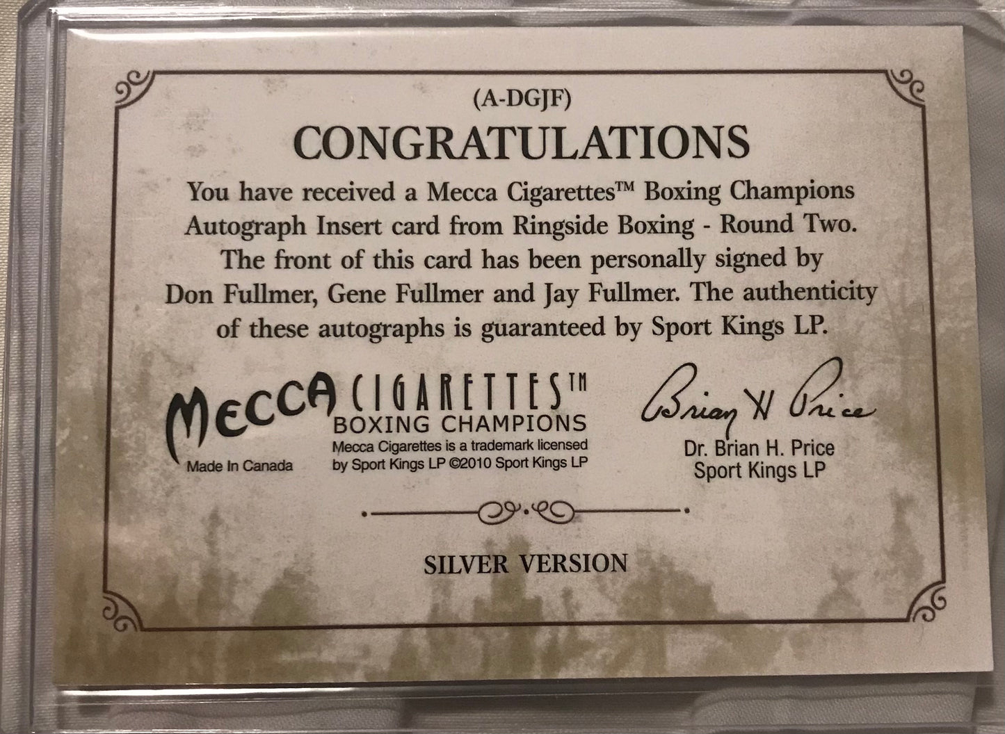 Ringside boxing round 2 Don Jay Gene Fullmer A-DGJF auto /100