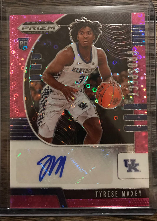 2020-21 Panini Prizm pink disco fast break Tyrese Maxey auto 11/25 rookie rc PA-TM