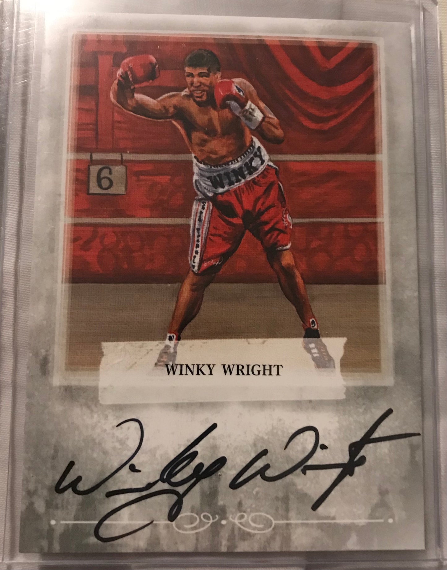 Ringside boxing round 2 Ronald Winky Wright A-WW2 auto /100