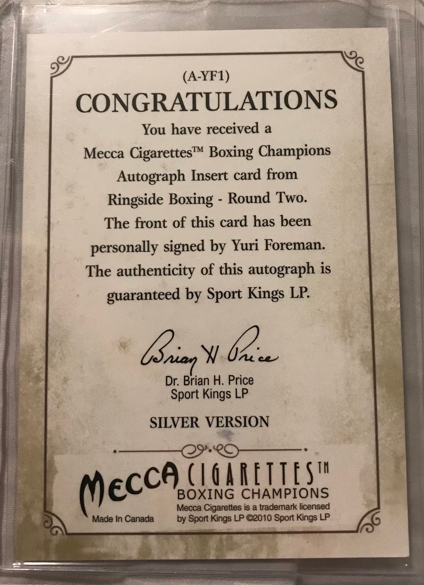 Ringside boxing round 2 Yuri Foreman A-YF1 auto /100