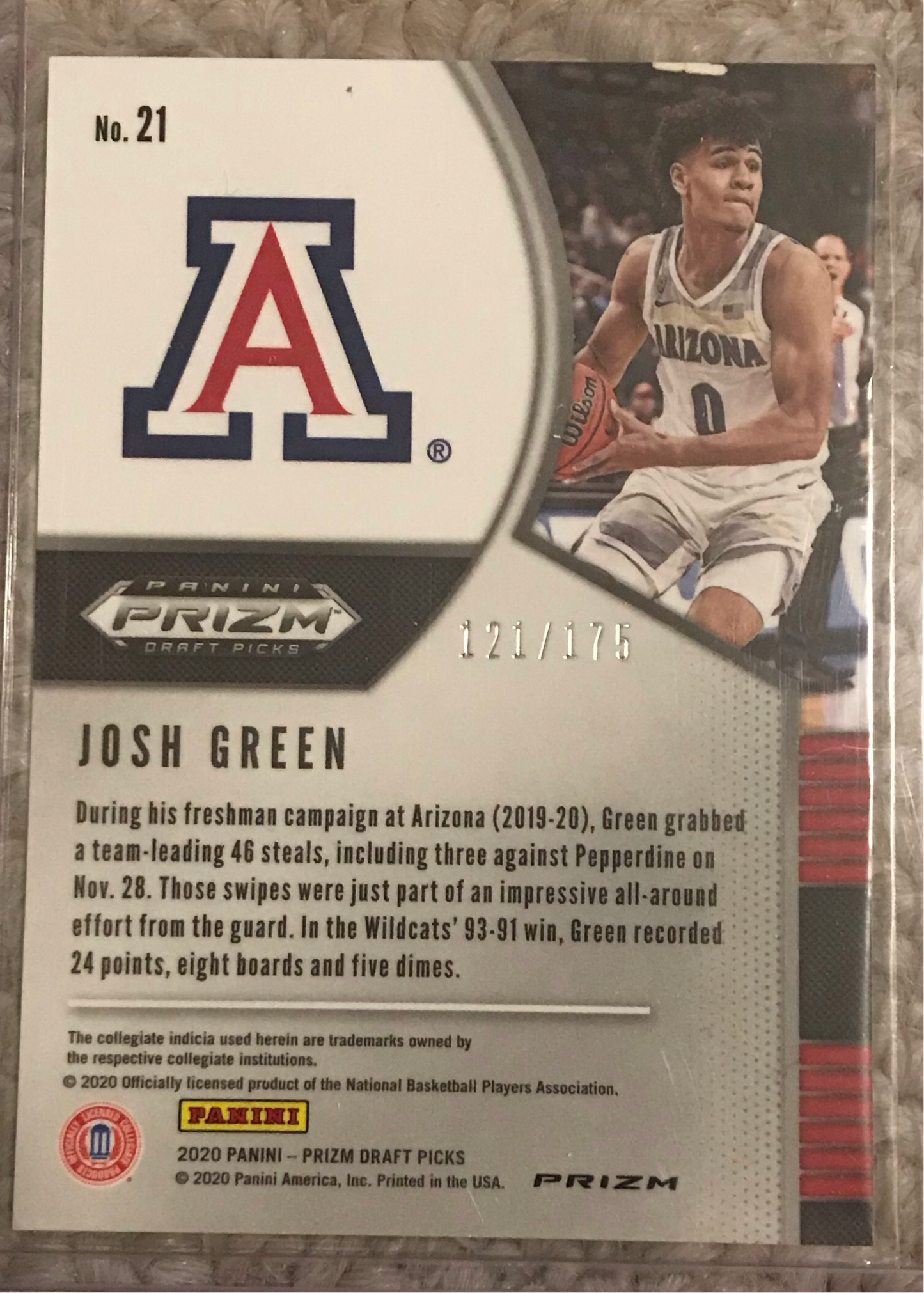2020-21 Panini Prizm blue disco fast break Josh Green rookie rc #21 121/175