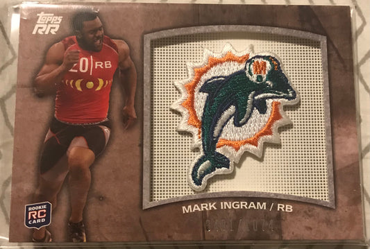 2011 Topps Rising Rookies Rookie rc Miami Dolphins Team Logo /1074 Mark Ingram Patch