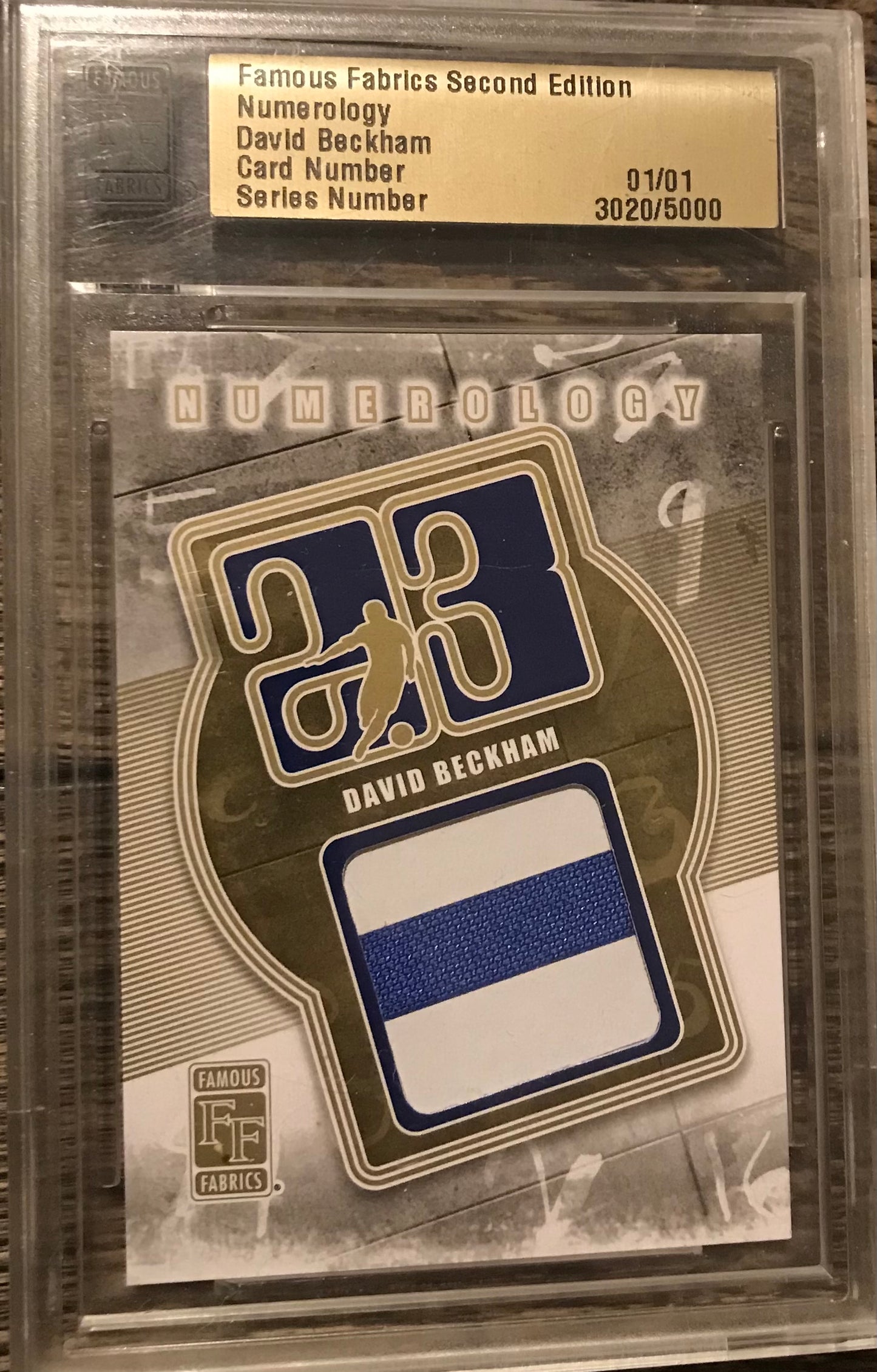 Famous Fabrics 2nd Edition David Beckham Numerology Game Used Real Madrid Jersey 1/1