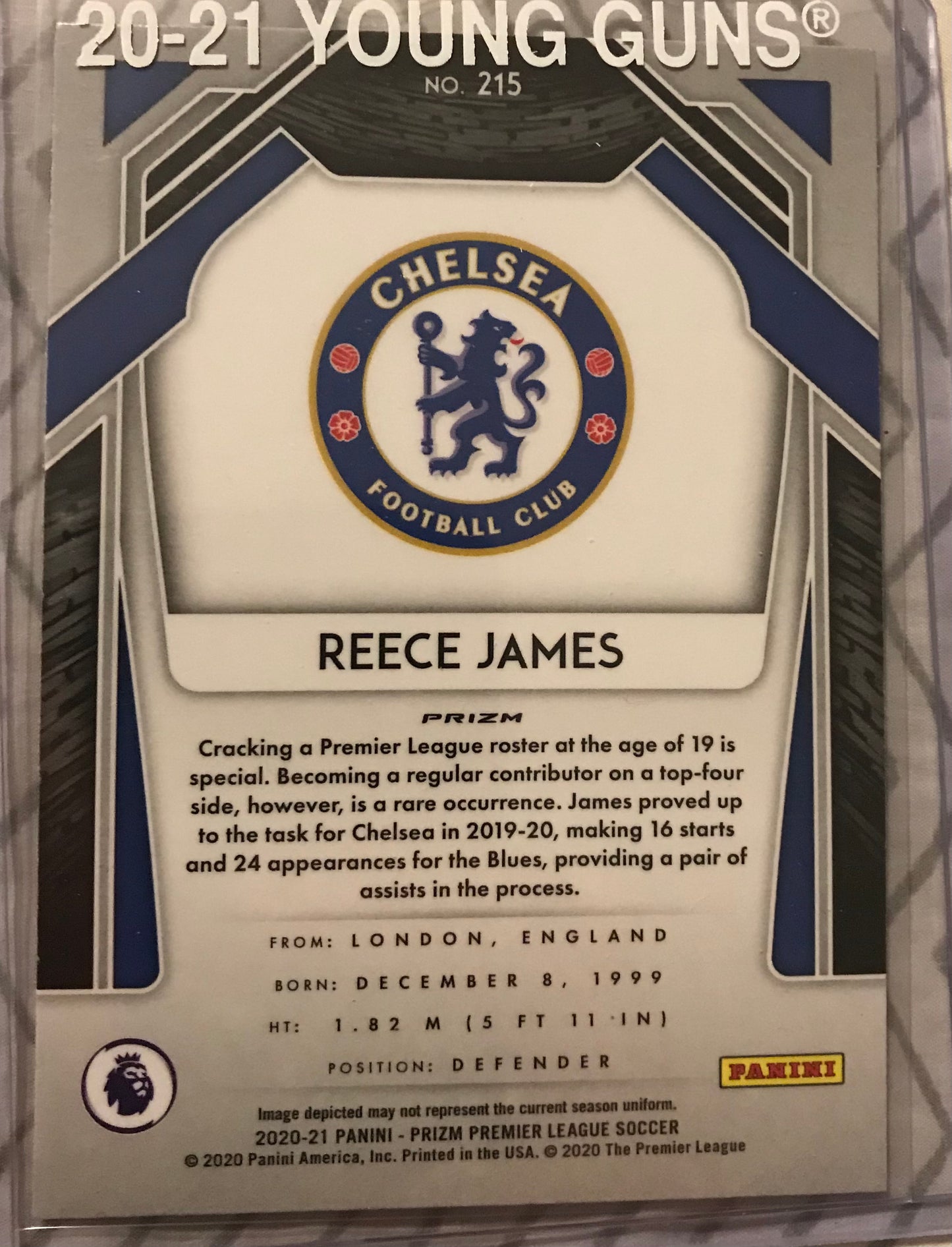 2020-21 Panini Prizm Premier League Reece James Red Cracked Ice Chelsea RC #215