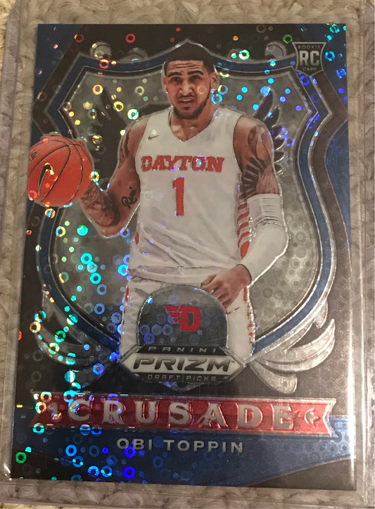 2020-21 Panini Prizm blue disco fast break Obi Toppin rookie rc #87 49/175