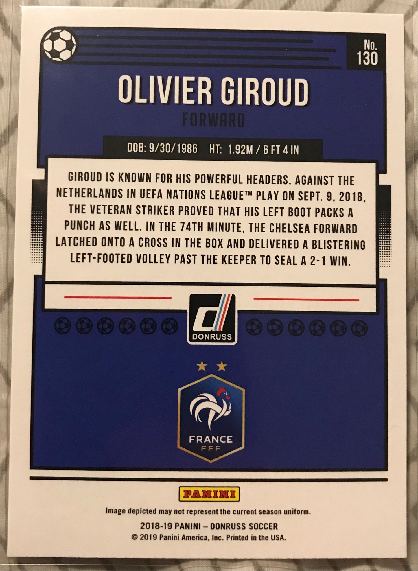 2018-19 Panini Donruss Press Proof Green Olivier Giroud #130 France