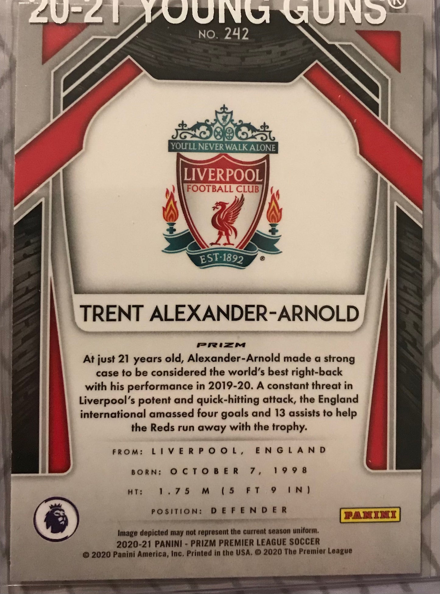 2020-21 Panini Prizm Premier League Trent Alexander-Arnold Red Cracked Ice #242