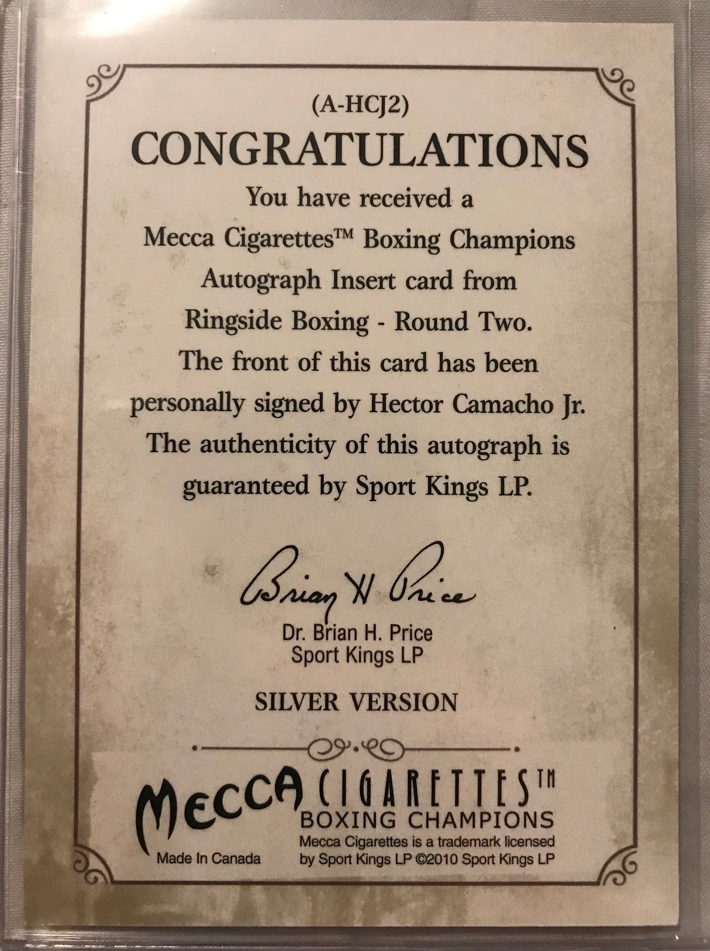 Ringside boxing round 2 Hector Camacho jr A-HCJ2 auto /100