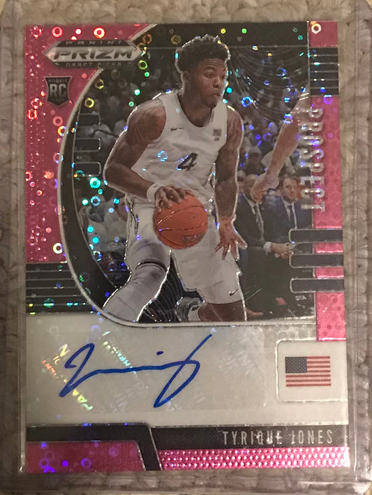2020-21 Panini Prizm pink disco fast break Tyrique Jones auto 19/25 rookie rc PA-TJ