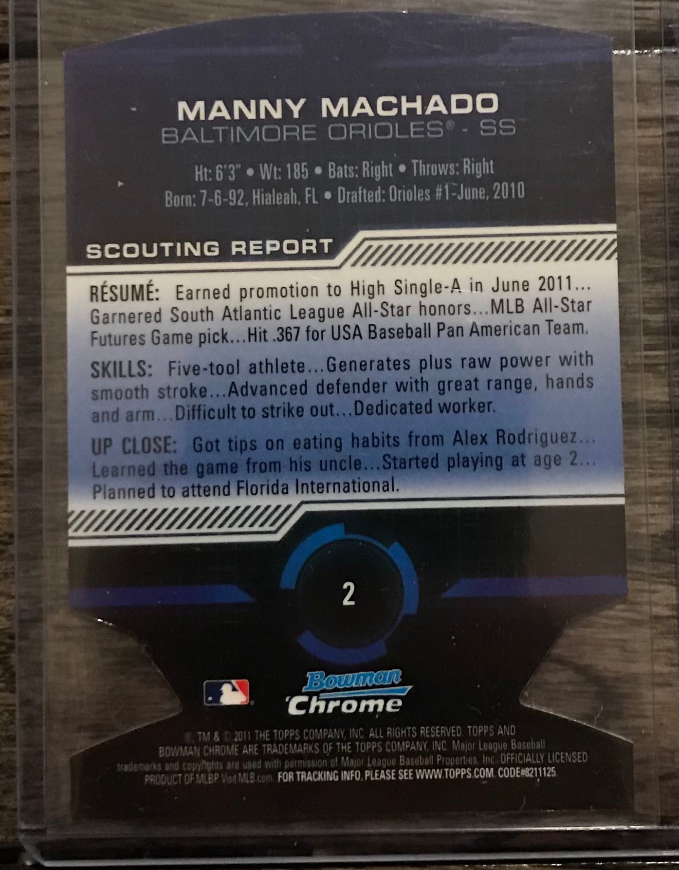2011 Bowman Chrome Manny Machado rookie rc die cut refractor #2