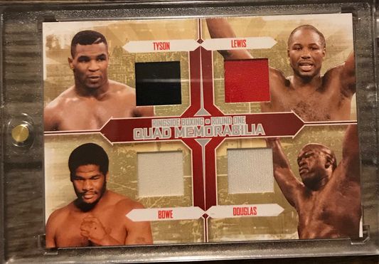 Ringside Boxing Round 1 Quad Memorabilia Silver /30 - Mike Tyson/Lennox Lewis/Buster Douglas/Riddick Bowe QM-03