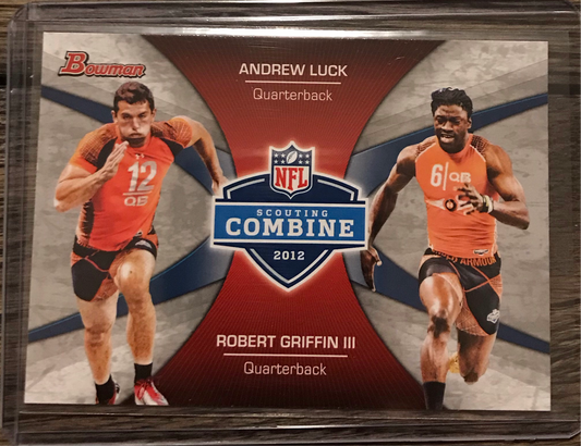 2012 Bowman Scouting Combine Andrew Luck and Robert Griffin III RG3 #CC-LG Rookie card