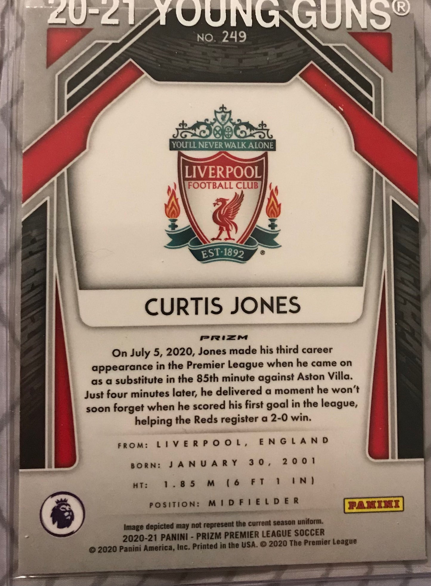 2020 Panini Prizm English Premier League Prizms Red Ice Curtis Jones #249