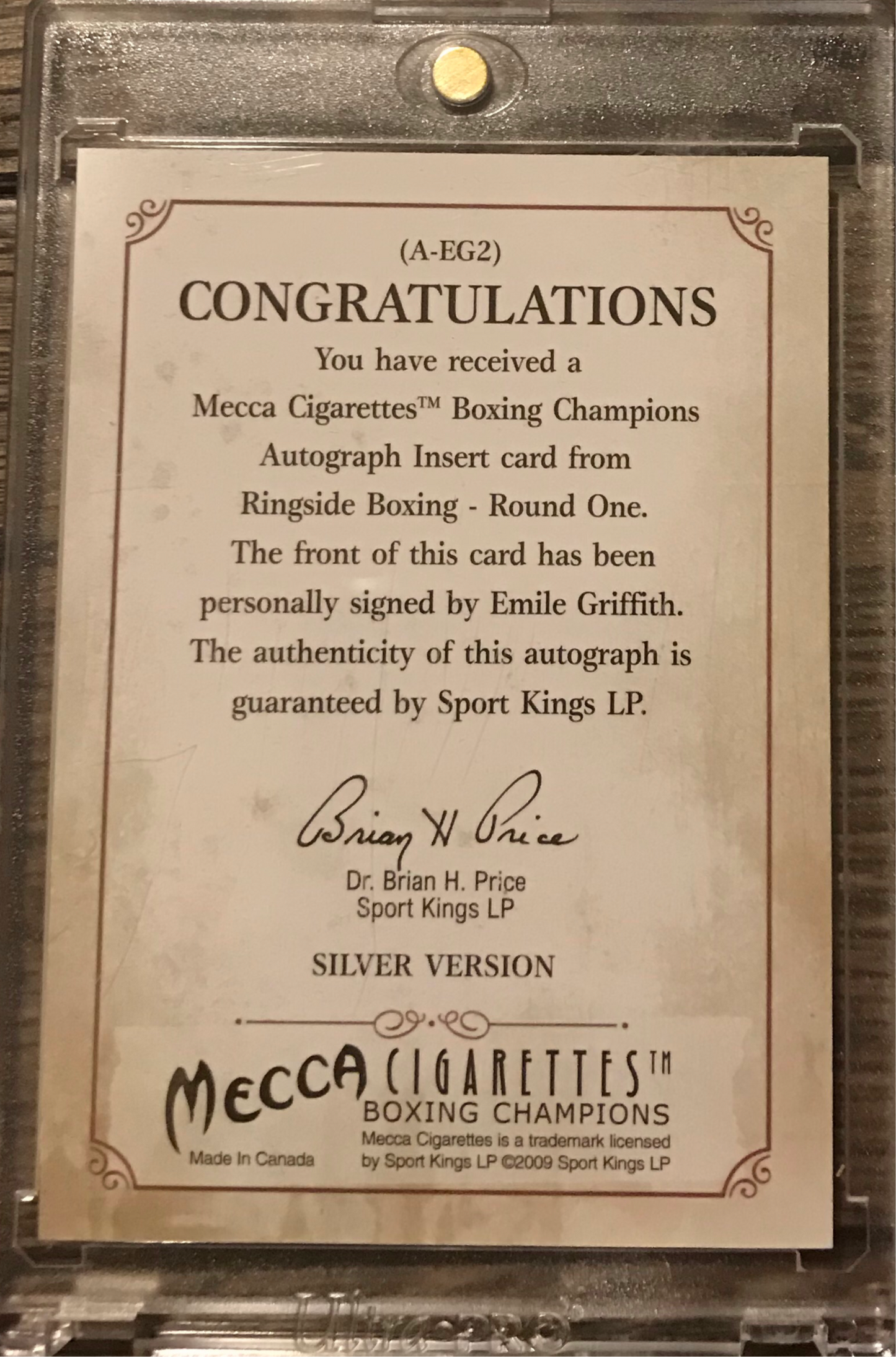 2010 Ringside Boxing Round 1 Emile Griffith Autograph A-EG2 silver version 1 of 90