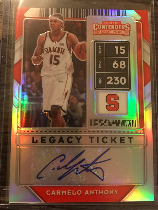 2020-21 Panini Contenders Draft Picks silver Prizm Carmelo Anthony auto legacy ticket