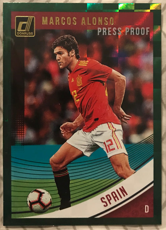 2018-19 Panini Donruss Soccer Marcos Alonso Spain Chelsea #166 Green Press Proof