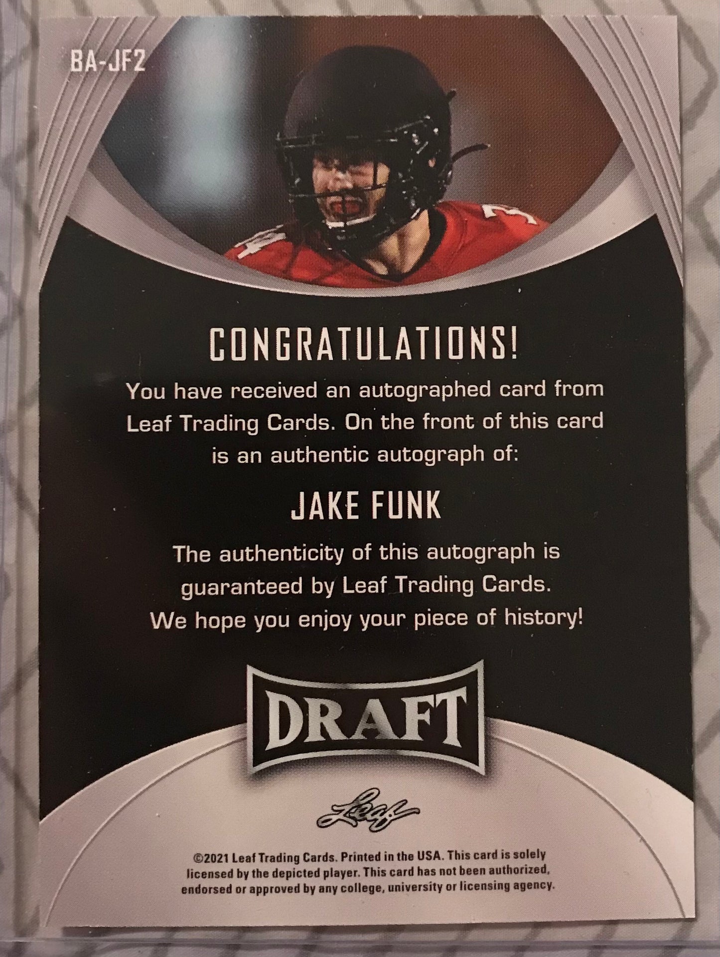 2021 Leaf Draft JAKE FUNK AUTO Autograph RC XRC Rookie Card Maryland LA Rams