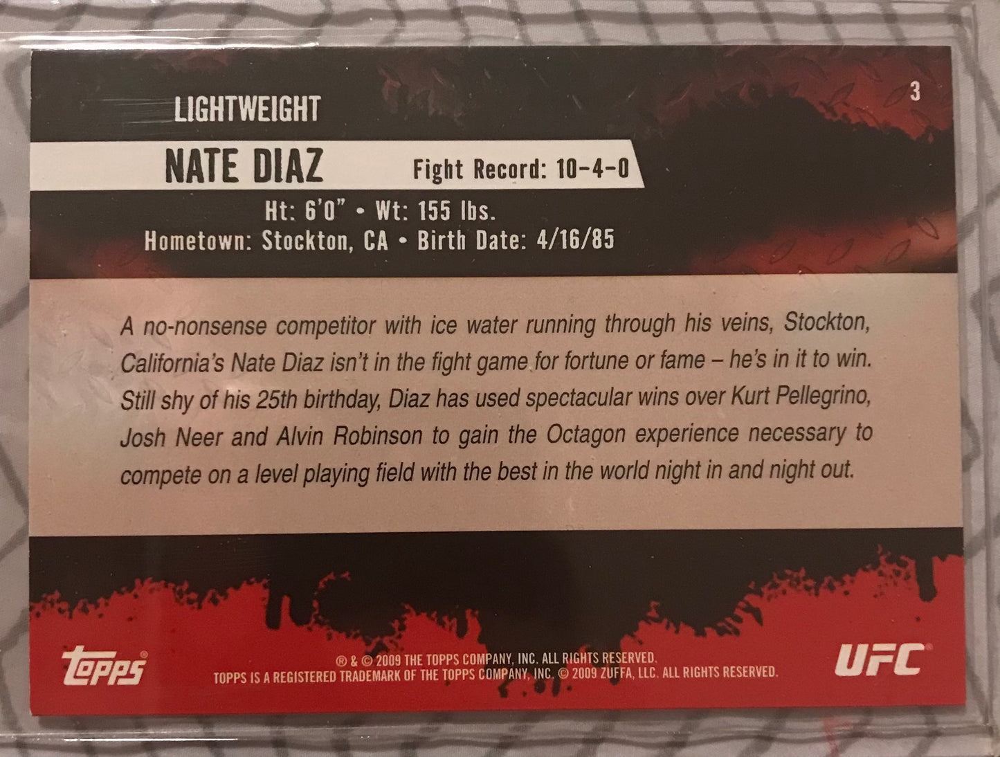 Topps UFC 2009 Round 2- Nate Diaz #1
