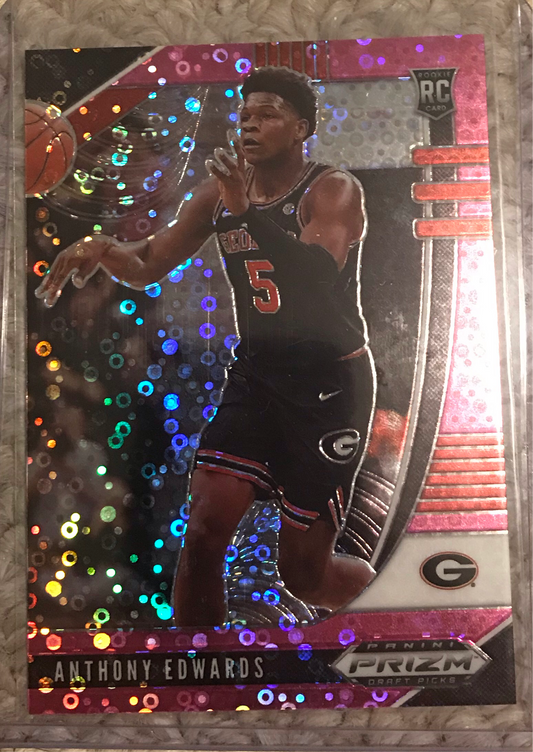 2020-21 Panini Prizm pink disco fast break Anthony Edwards rookie rc #41 8/25