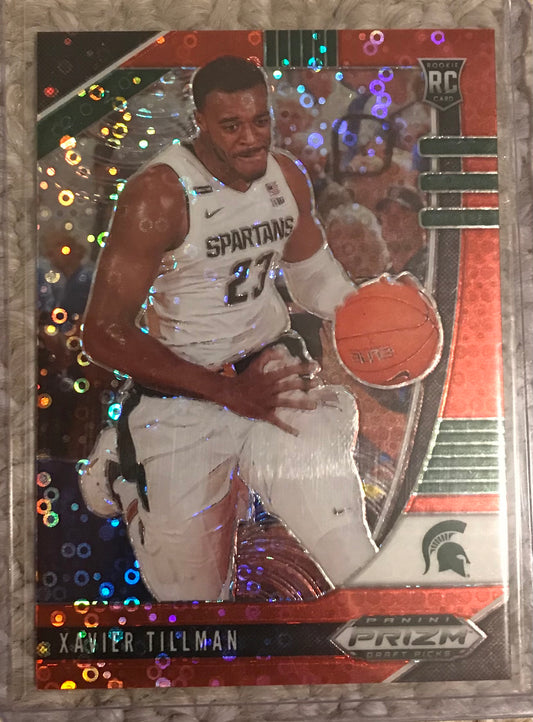 2020-21 Panini Prizm red disco fast break Xavier Tillman rookie rc #62 50/125