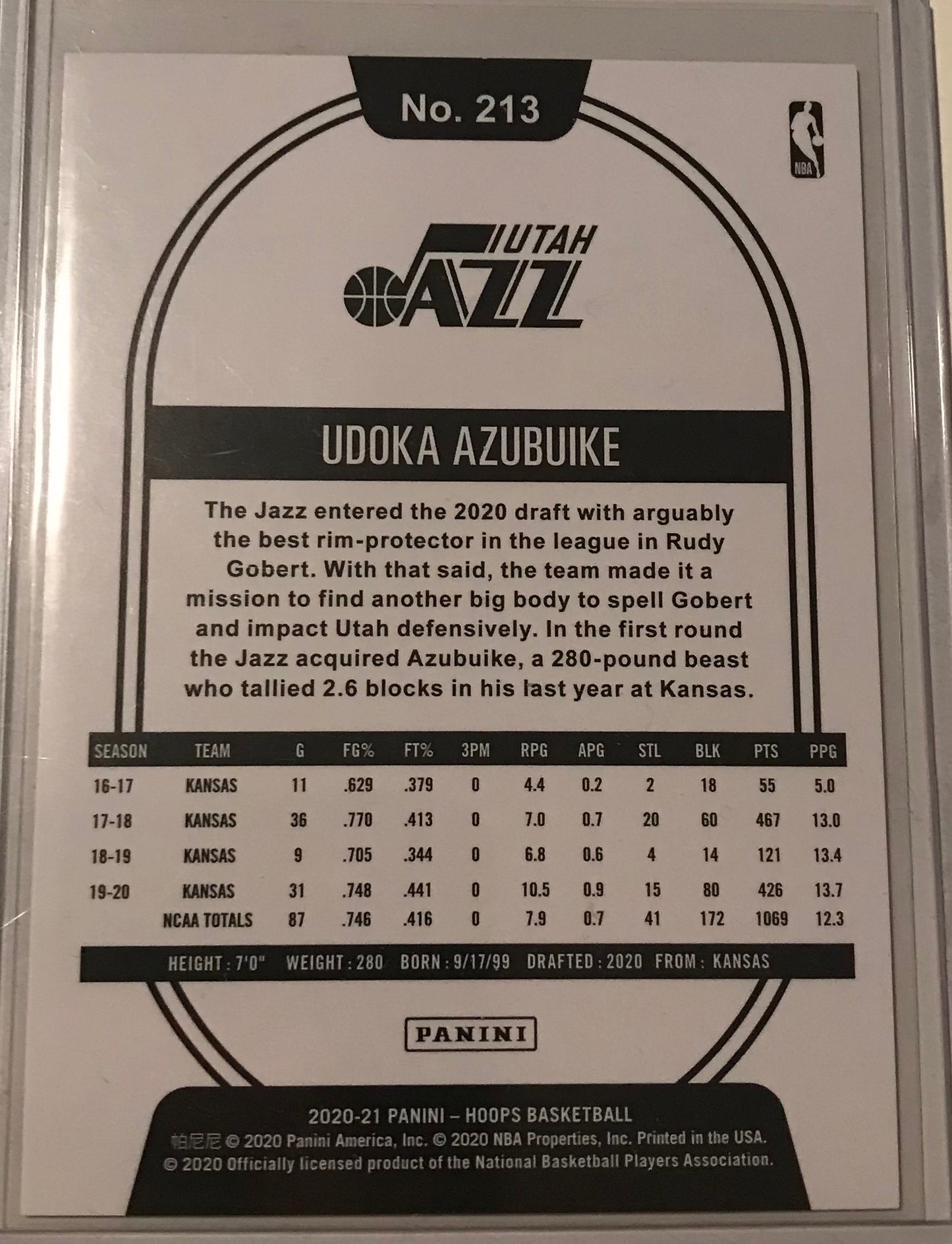 UDOKA AZUBUIKE 2020-21 HOOPS SP SILVER HOLO FOIL rookie RC 77/199