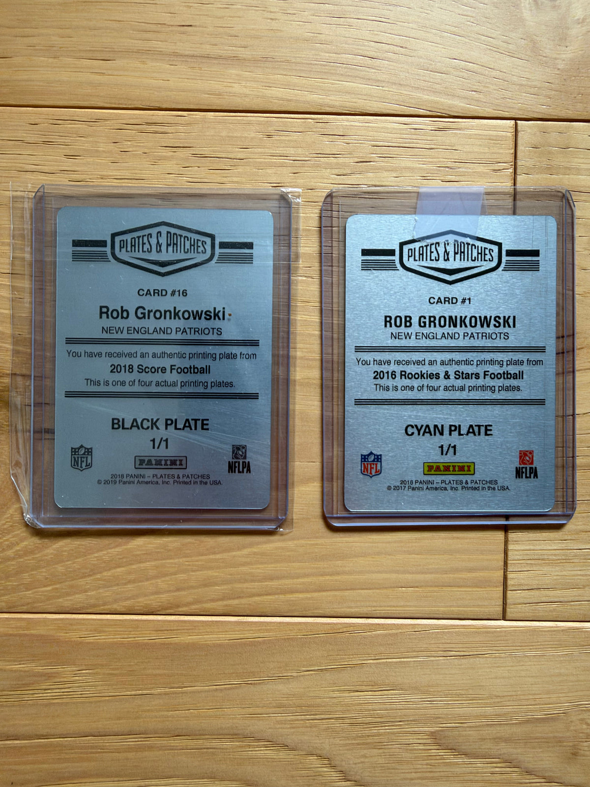 Rob Gronkowski Panini 1/1 Printing Plate Bundle – 2 Plates + 3 Cards