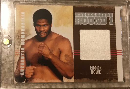 2010 Ringside Boxing Round 1 Riddick Bowe Authentic Memorabilia AM-23 Fight worn trunks silver version 1 of 50