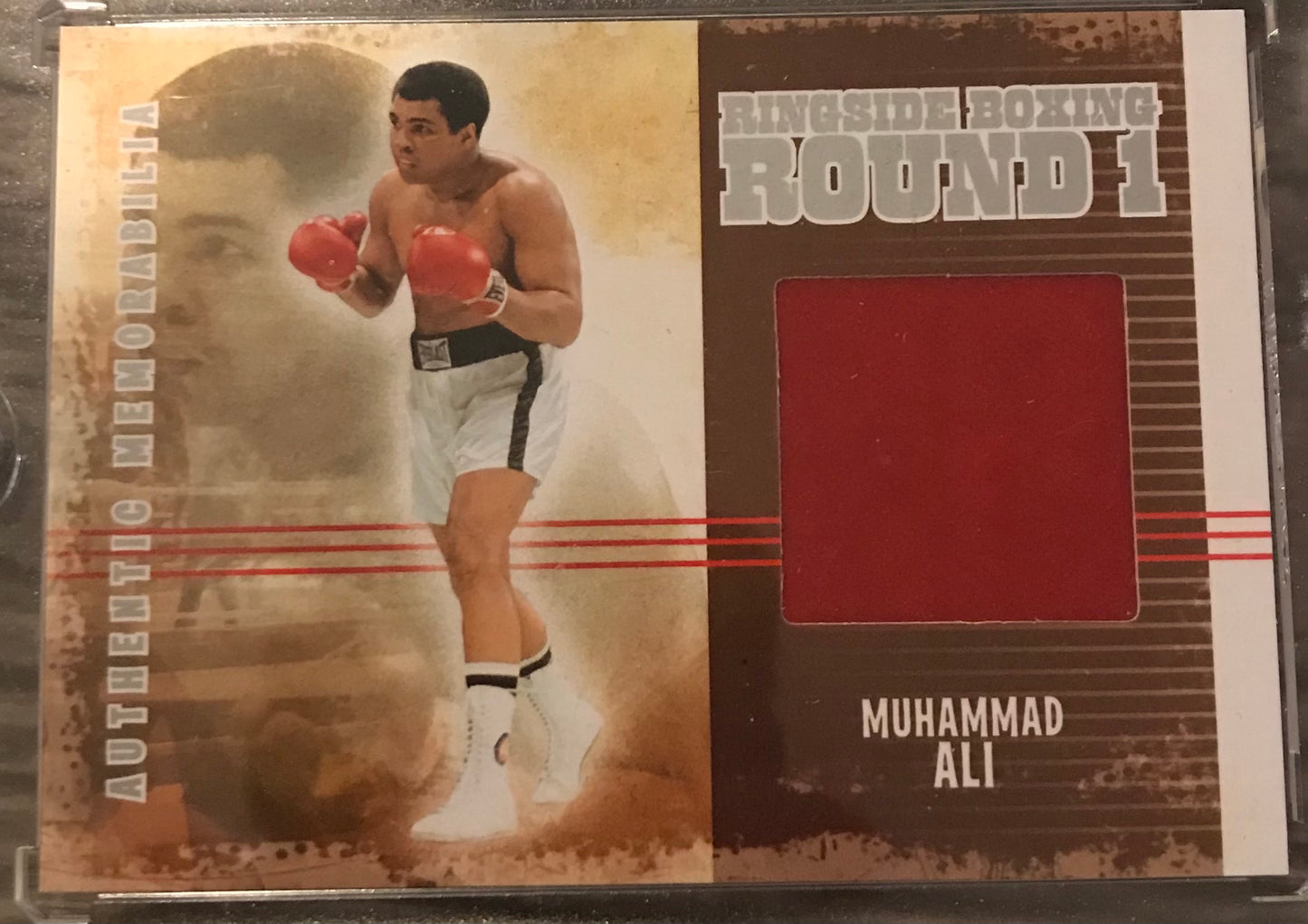 Ringside Boxing Round 1 Silver /50- Muhammad Ali Training worn trunks memorabilia AM-19