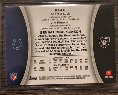 2012 Topps Andrew Luck Jim Plunkett Paramount Pairs Insert #PA-LP Rookie card