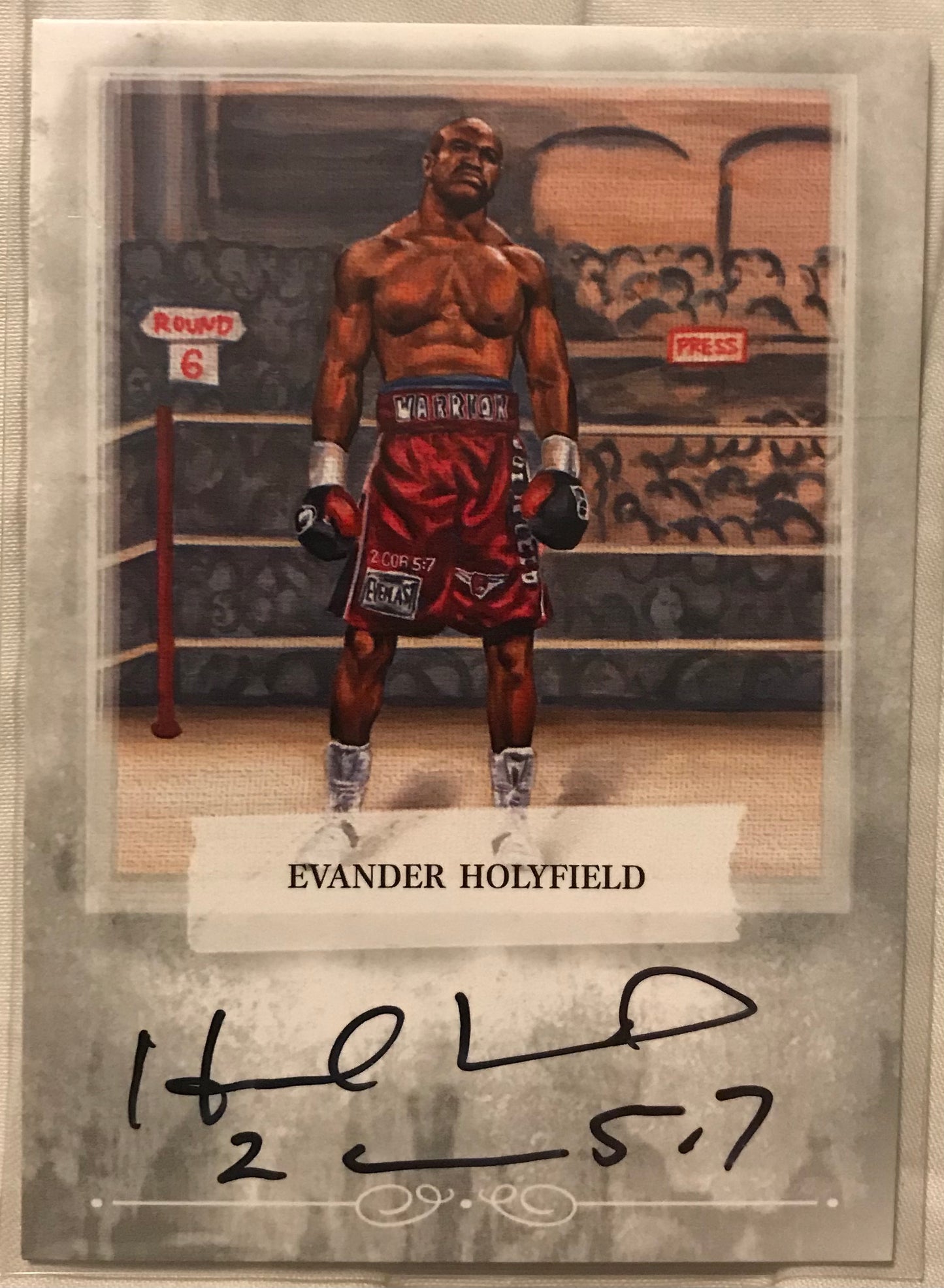 Ringside boxing round 2 Evander Holyfield A-EH2 auto /100