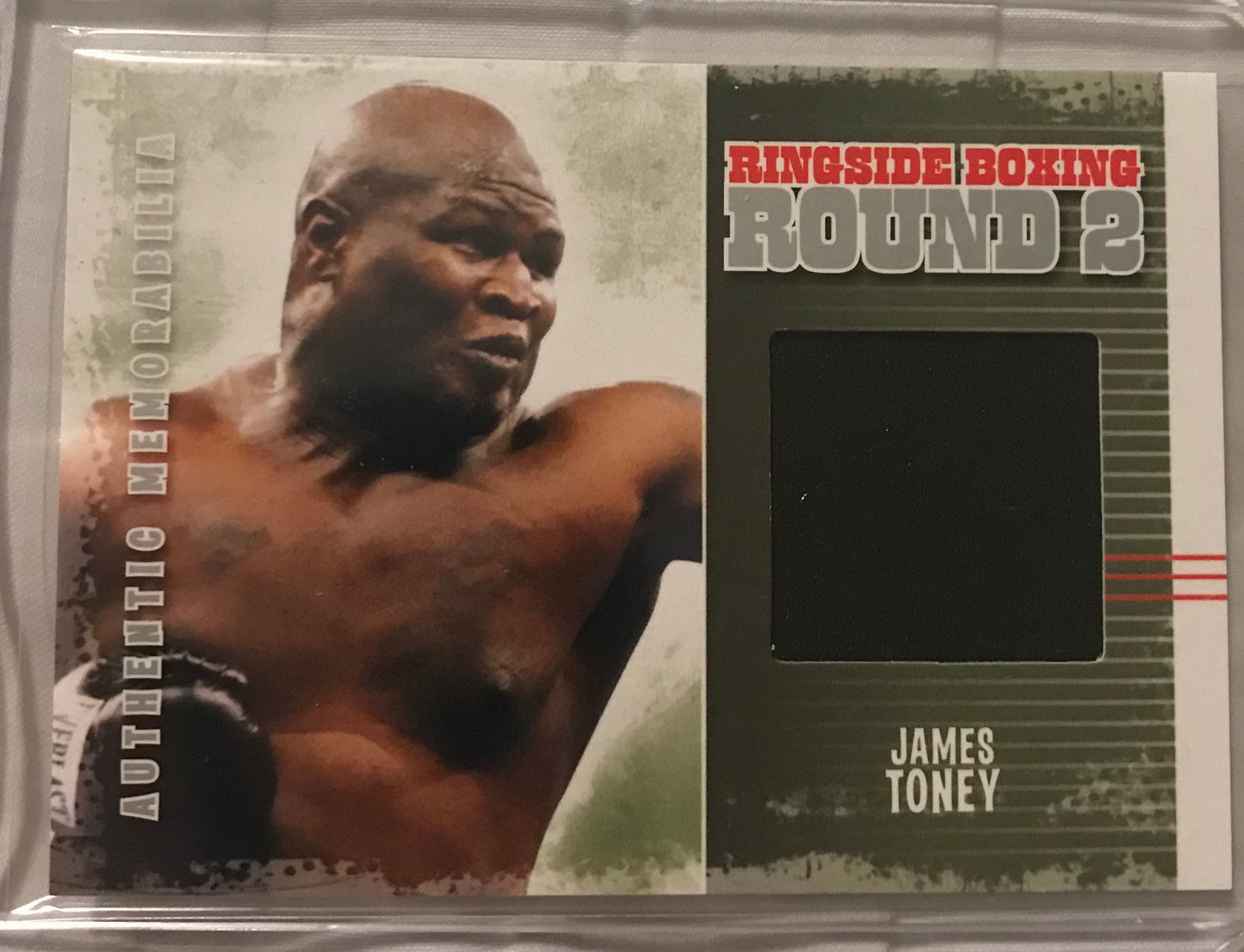 Ringside boxing round 2 James Toney trunks relic AM-43 /78