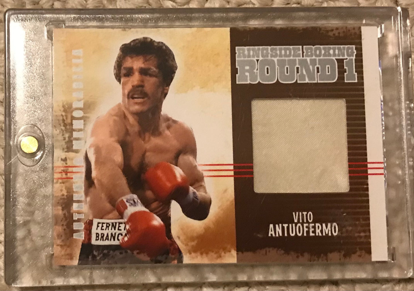 2010 Ringside Boxing Round 1 Vito Antuofermo Authentic Memorabilia AM-27 Fight worn trunks silver version 1 of 50