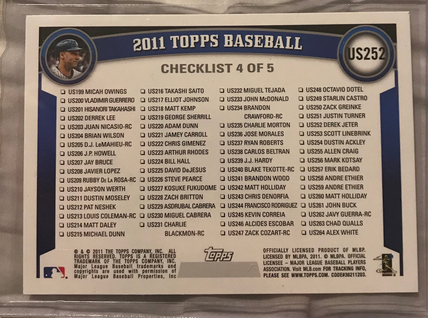 2011 Topps Update Derek Jeter #US252